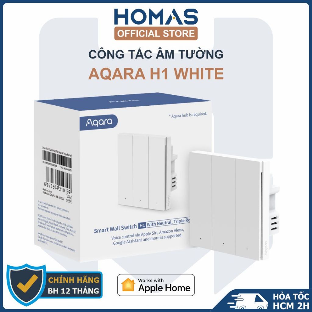 Công tắc âm tường Aqara H1, Zigbee 3.0 - Apple Homekit - Quốc Tế