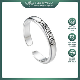 Nhẫn bạc nữ tlee smile mẫu trơn mở basic tlee jewelry a0288