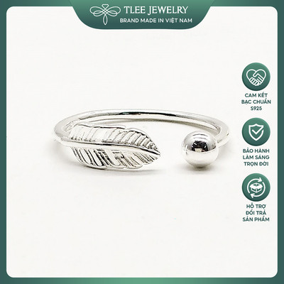 Nhẫn bạc nữ Tlee nhẫn lông vũ basic cá tính TLEE JEWELRY A0287