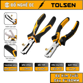 Bộ kìm tuốt dây điện, kềm tuốt dây cáp đa năng 6"160mm 10013 10028 tolsen thép cao cấp dùng để tuốt và cắt dây điện, cáp