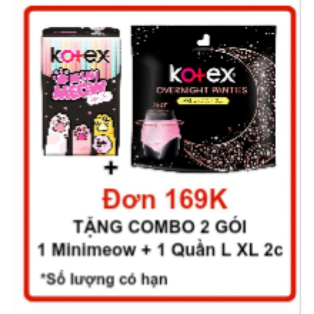 [GIFT KO BÁN] COMBO 1 BVS KOTEX MINIMEOW + 1 QUẦN L/XL 2 CÁI