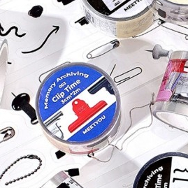 Washi hình dán kí hiệu Clip time vintage trang trí sổ, decor, bullet journal