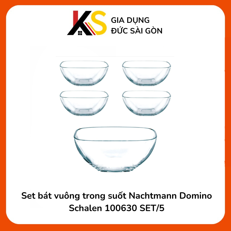 Set bát vuông trong suốt Nachtmann Domino Schalen 100630 SET/5