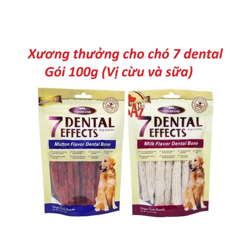 Snack cho chó/ xương gặm Cừu và Sữa sạch răng 7 Dental Effects - 100g