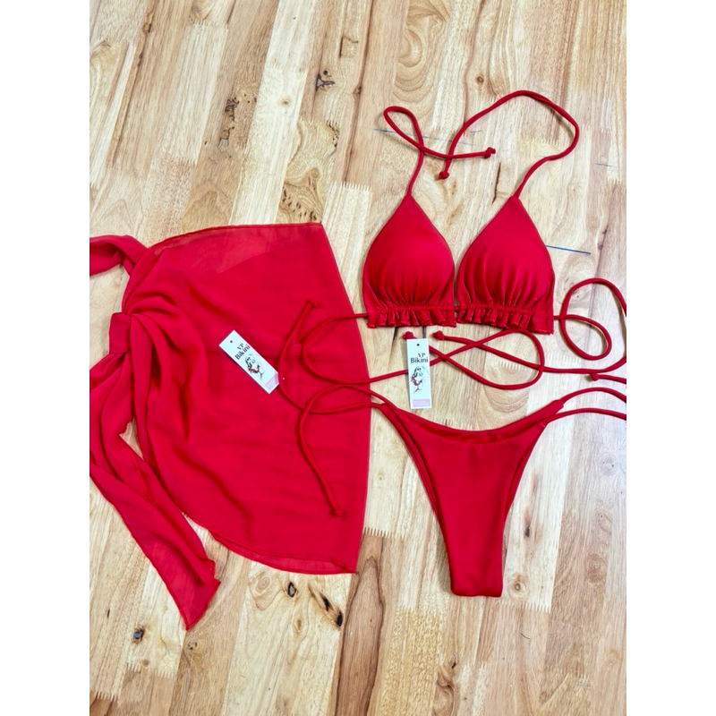 Bikini 2 mảnh bikini 3 mảnh đỏ áo tắm đồ bơi tam giác đỏ( sẵn hàng - hình shop chụp) | BigBuy360 - bigbuy360.vn
