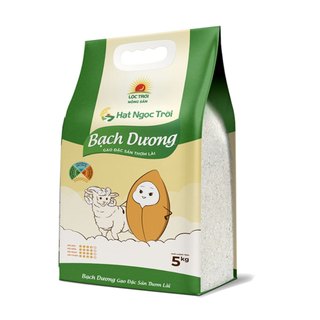 Gạo Thơm Lài Bạch Dương Hạt Ngọc Trời 5kg - Mềm cơm, dẻo vừa, thơm nhẹ