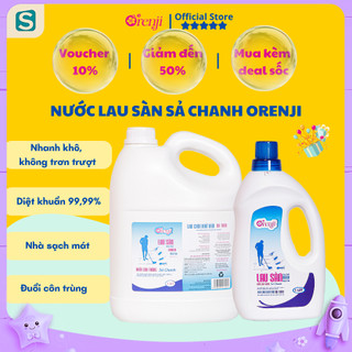 Nước lau sàn nhà diệt khuẩn, đuổi côn trùng, tinh dầu sả chanh ORENJI - sàn sạch bóng, thơm mát 3,8L