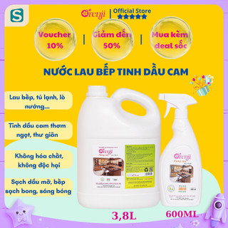 Xịt lau bếp An toàn - tinh dầu Cam Orenji - bếp sạch, thơm, sáng bóng, khử mùi dầu mỡ, mùi tanh