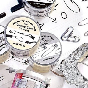 Washi hình dán kí hiệu Pin time vintage trang trí sổ, decor, bullet journal