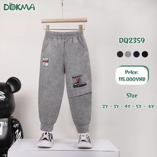 Quần dài cotton mỏng bé trai Dokma 2-6Y