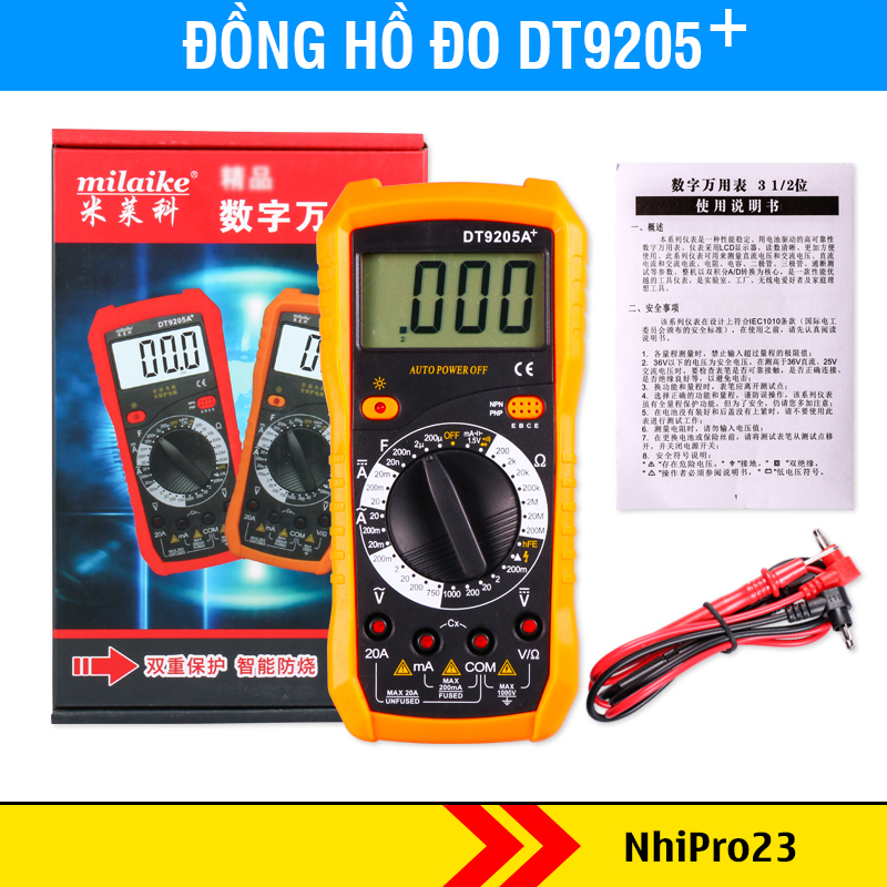 Đồng hồ đo điện vạn năng DT9205A+ DT9205 9205 - Thích hợp cho thợ điện tử hay học sinh sinh viên học