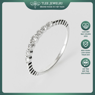 Nhẫn bạc nữ TLEE dải đá tròn mini viền hạt xinh xắn TLEE JEWELRY A0278