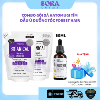 Gội xả HATOMUGI BOTANICAL Nhật Bản kiềm dầu phồng tóc 400ML+Dầu ủ FOREST HAIR Rosemary Mint Scalp Hair Oil