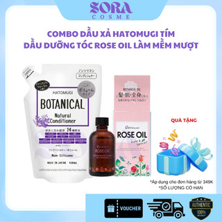  Dầu xả HATOMUGI BOTANICAL Nhật Bản kiềm dầu phồng tóc và dầu hoa hồng Rose Oil Botanical dưỡng bóng tóc