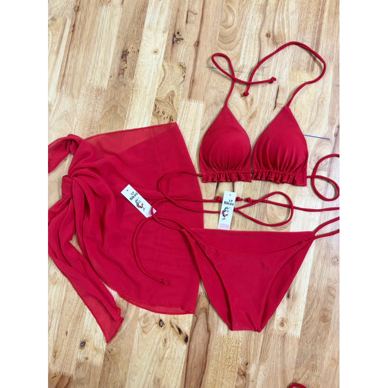 Bikini 2 mảnh bikini 3 mảnh đỏ áo tắm đồ bơi tam giác đỏ( sẵn hàng - hình shop chụp) | BigBuy360 - bigbuy360.vn
