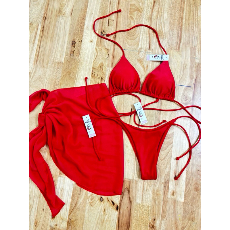 Bikini 2 mảnh bikini 3 mảnh đỏ áo tắm đồ bơi tam giác đỏ( sẵn hàng - hình shop chụp) | BigBuy360 - bigbuy360.vn