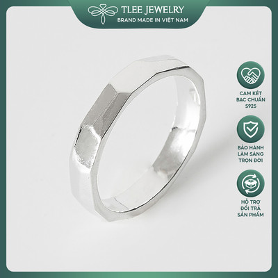 Nhẫn bạc TLEE đa giác dày dặn basic TLEE JEWELRY A0276