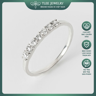 Nhẫn bạc nữ tlee đá 2ly đính đá một hàng cao cấp tlee jewelry a0275