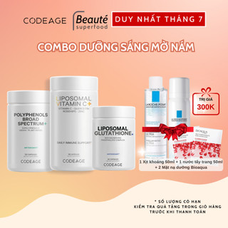 Combo dưỡng sáng mờ nám Codeage Liposomal Glutathione + Liposomal Vitamin C + Polyphenols