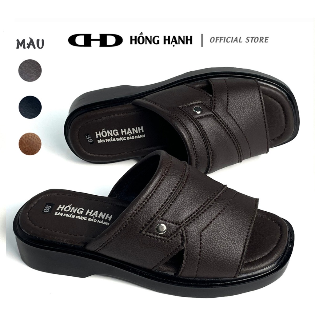 Dép Nam Lót Cao Su Êm Ái Hồng Hạnh DT03 – Dép Trung Niên Quai Ngang | May Chỉ Tinh Xảo, Bền Đẹp, Thoải Mái Cả Ngày