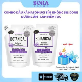  DẦU XẢ HATOMUGI BOTANICAL TÍM Nhật Bản kiềm dầu phồng tóc, giảm rụng mọc tóc, gội xả không silicon 400ml