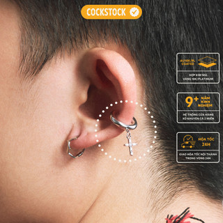 Khuyên tai chữ thập thả kẹp cross drop earcuff-cockstock