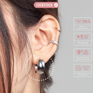 Khuyên tai thả broad thick hoop earring - cockstock