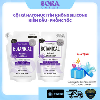  Gội xả HATOMUGI BOTANICAL Nhật Bản kiềm dầu phồng tóc, giảm rụng mọc tóc, gội xả không silicon 400ml