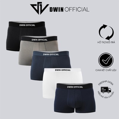 Combo 5 quần lót nam DWIN sịp đùi kháng khuẩn cao cấp boxer tam giác vải thun lạnh co dãn 4 chiều SP02A