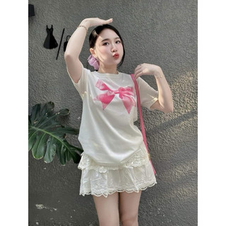 Áo thun babytee chất cotton 2 chiều co giản - hình nơ xinh xắn
