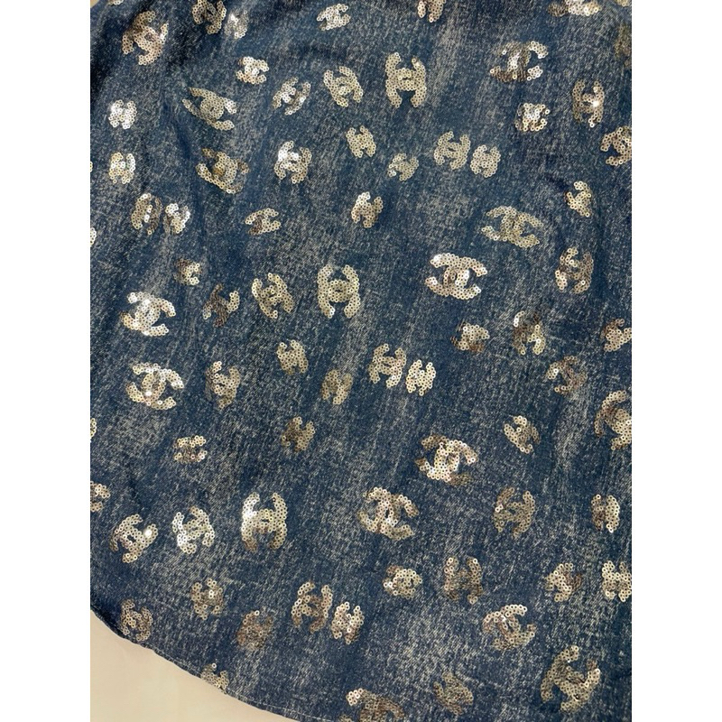 Vải jeans bò đính kim sa