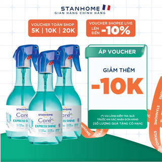 Set 3 xịt loại bỏ cặn bám, cặn canxi, nước cứng nhà tắm Stanhome express shine care 500ml/chai