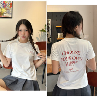 Áo Thun Nữ Baby Tee "Choose Your Own Happy" - Kraken Drk 250gsm cotton 2 chiều
