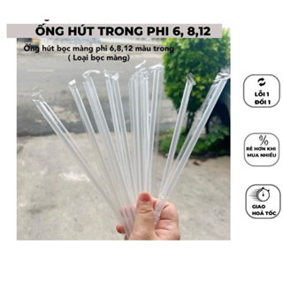 Ống hút trà sữa trân châu/trà chanh/ trà tắc/cà phê CÓ MÀNG BỌC phi 8/phi12/phi 6 gói 400gr