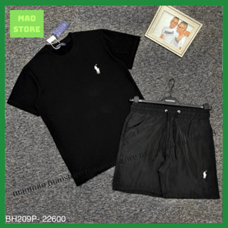  Bộ Đồ Nam Cộc Tay Mặc Hè RLX Áo Cotton Quần Gió Thêu Logo Hình Ngựa Chiến Binh Đơn Giản Dành Cho Anh Em Boy Phố Đi Biển 