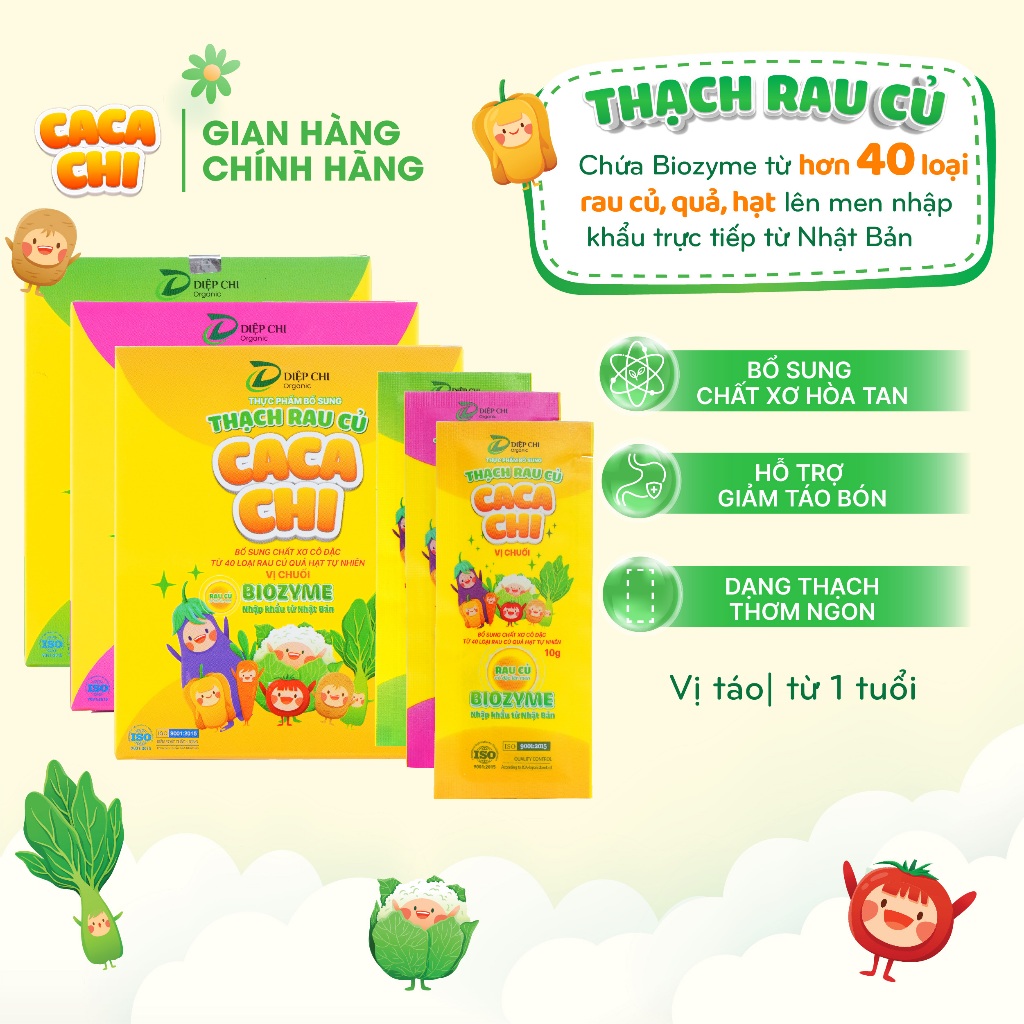 Combo 2 Hộp Thạch Rau Củ CACACHI Giúp Bé Hết Táo Bón, Bổ Sung Vitamin Và Chất Xơ Hộp 10 gói