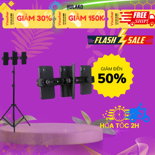 Giá đỡ 3 điện thoại lắp chân Tripod cao 2m1 điểu chỉnh chiều cao, hỗ trợ livestream, quay video - Chính Hãng HULAKO