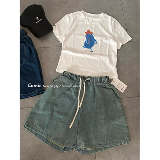 Quần short denim lưng chun
