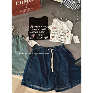 Quần short denim lưng chun