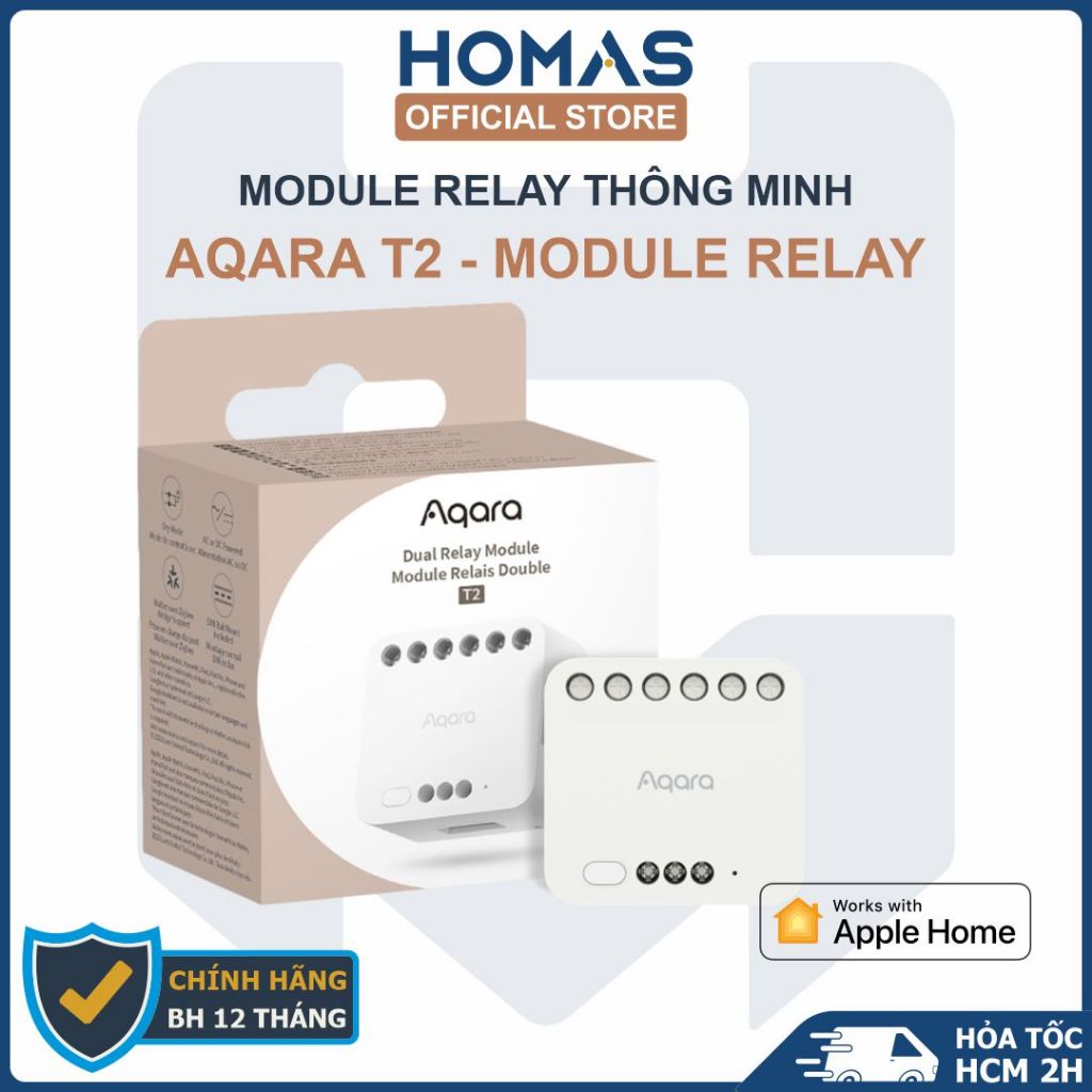 Module Relay Aqara T2, Hai chế độ tiếp điểm khô và ướt - Zigbee 3.0 - Apple Homekit - Quốc Tế