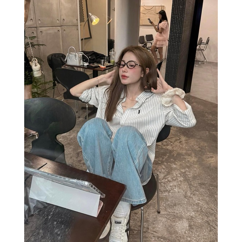 Sơmi kẻ sọc thô xốp