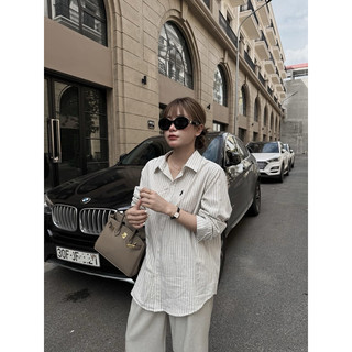 Sơmi kẻ sọc thô xốp