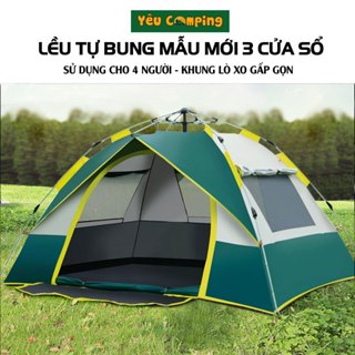  Lều cắm trại tự bung mẫu 3 cửa sổ thế hệ mới chống thấm tốt hơn kích thước 210cm*200cm 