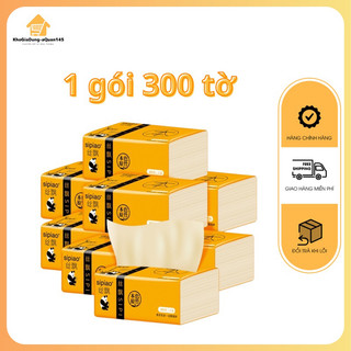 Gói 300 Tờ Khăn Giấy Rút Sipiao 3 Lớp - Khăn Giấy Ăn Gấu Trúc - Khăn Giấy Ăn Cầu Vòng 