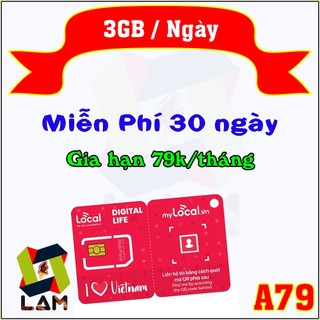 Sim Mobifone Local A79  3GB Ngày  A119  6GB Ngày . Miễn Phí 30 Ngày 