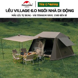  Lều cắm trại Naturehike Village 6.0 tự bung 2 lớp với mái hiên siêu rộng vải phủ Ti Black độc quền 