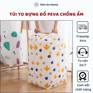 (Loại SIÊU TO 90x45Cm) Túi Đựng Chăn Mèn Quần Áo Chất Liệu PEVA Chống Ám Hình Trụ