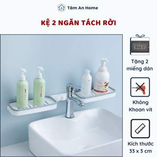 Kệ 2 Ngăn Để Đồ Nhà Tắm Nhà Bếp Kệ Gắn Góc Tường Nhựa Dài 66 Cm