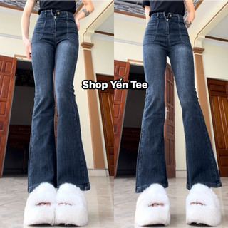 Quần jeans loe màu chàm 2 túi trước 2024 MA ,quần jeans nữ , quần đi học Yến Tee