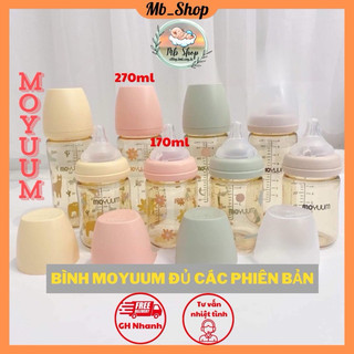 Bình sữa moyuum đầy đủ phiên bản. Tặng kèm núm ( nhận về 2 núm trên bình )